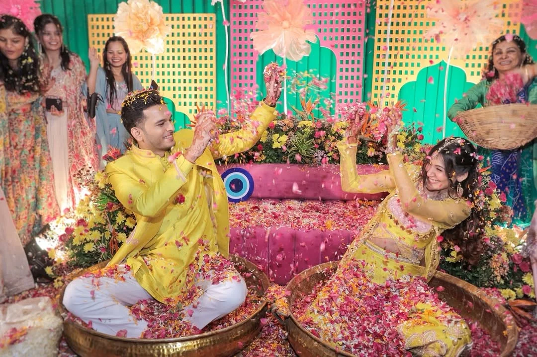Challenge for you: Best comment WINS! 🔥

Comment picture number and caption 😎

😉 exclusives on @AKtualTales 
All about the beautiful flower shower, deep Haldi stains, sass & lots of fun!

.
[#Haldiceremony, #Marwaritraditions, #weddingrituals, #weddingdiaries, #designeroutfit, #weddinginspiration, #Aashnawedding, #papadontpreach, #weddingceremony, #Indianculture, #AashnaMalani , #AKtualTales , #coupleblog, #couplewedding, #coupleposeideas, #coupleinfluencers, #coupleoutfits, #bridaldress, #bigfatIndianwedding, #haldilook, #haldidress, #funreels #weddinghairstyle #weddingmakeupartist #weddingshoot #wedmegood #weddingfashion #weddingblog #aashna #weddingphotos ]