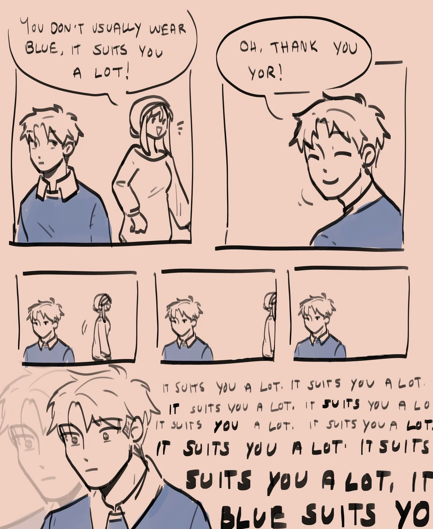 yeah this guy does NOT know how take a compliment (from yor)

this is messier than usual because im drawing af