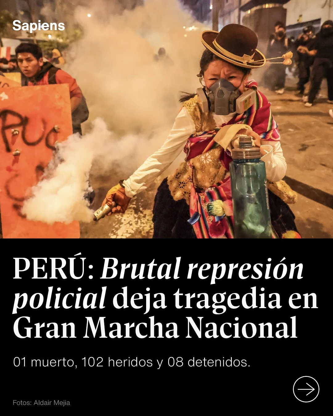 🇵🇪🚨En Perú, marcha ciudadana fue brutalmente reprimida por la @policiaperu PNP.

Ciudadanos del país salier